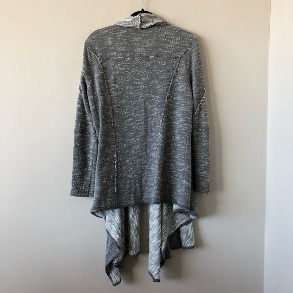 Free People Loop Knit Raw Trim Grey Open Cardigan - Picture 3 of 9